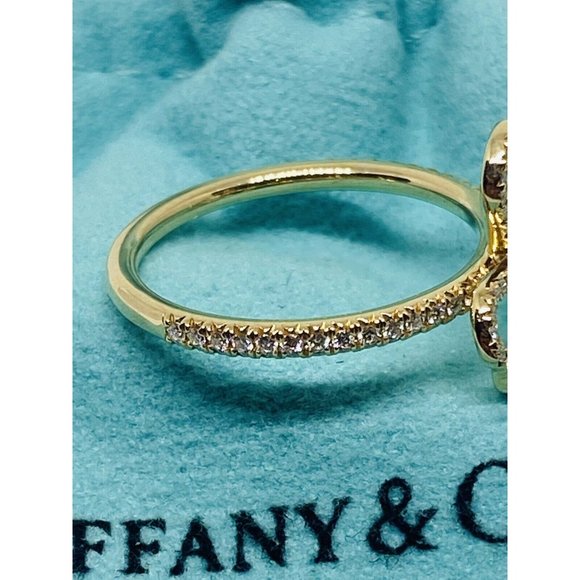 Tiffany & Co. "Paper Flowers" Open Clover 18K Rose Gold Size 5 .24CT Pouch Box - Picture 8 of 11